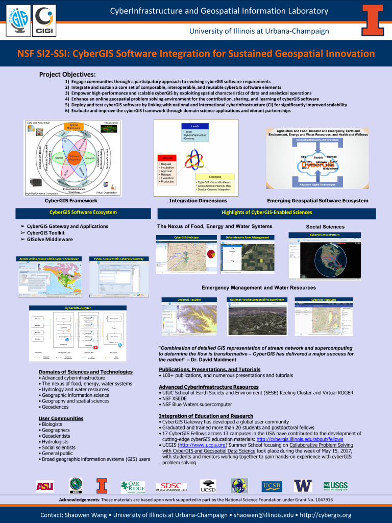 NSF SI2: SSI: CyberGIS Software Integration for Sustained Geospatial  Innovation – CyberInfrastructure and Geospatial Information (CIGI)